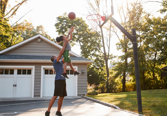 playing basketball at home